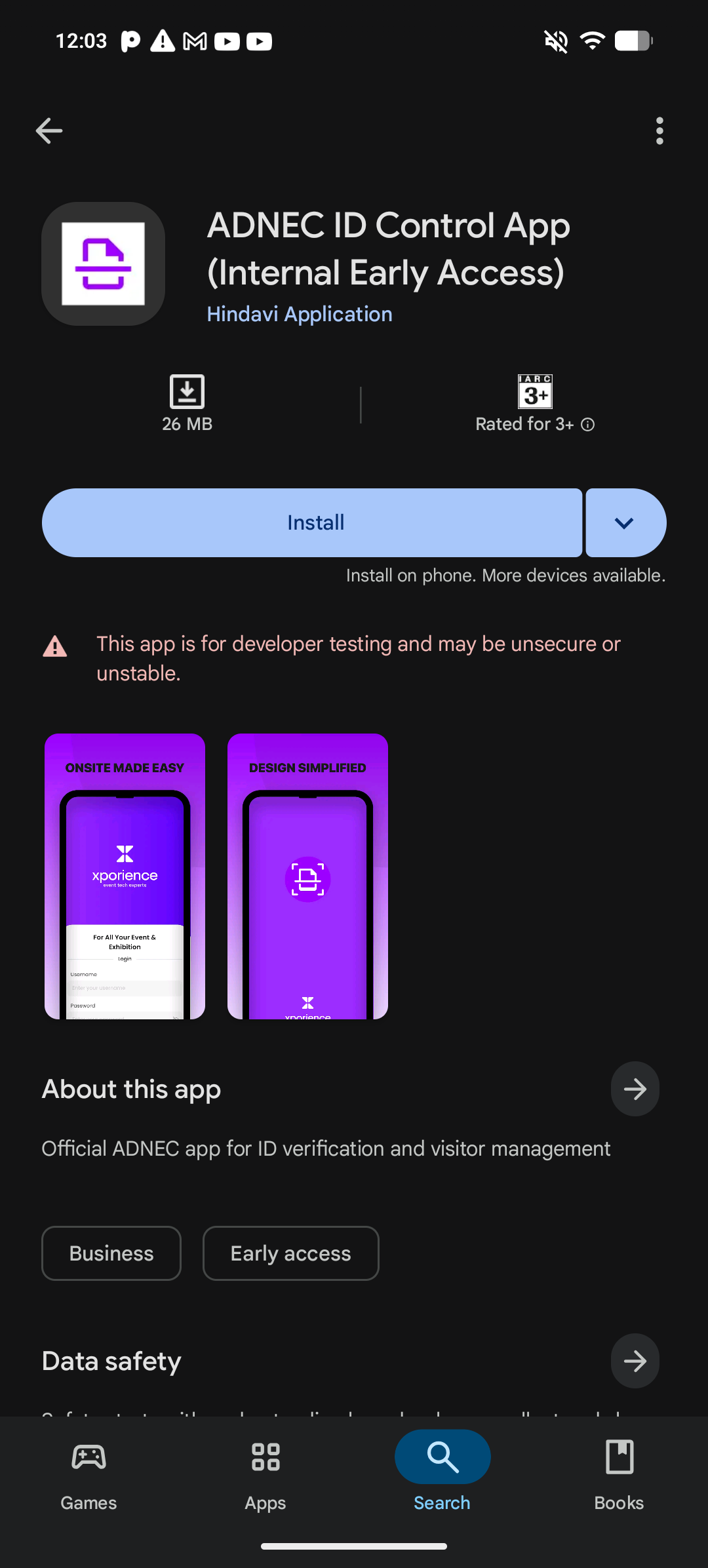 Google Play app page with Install button