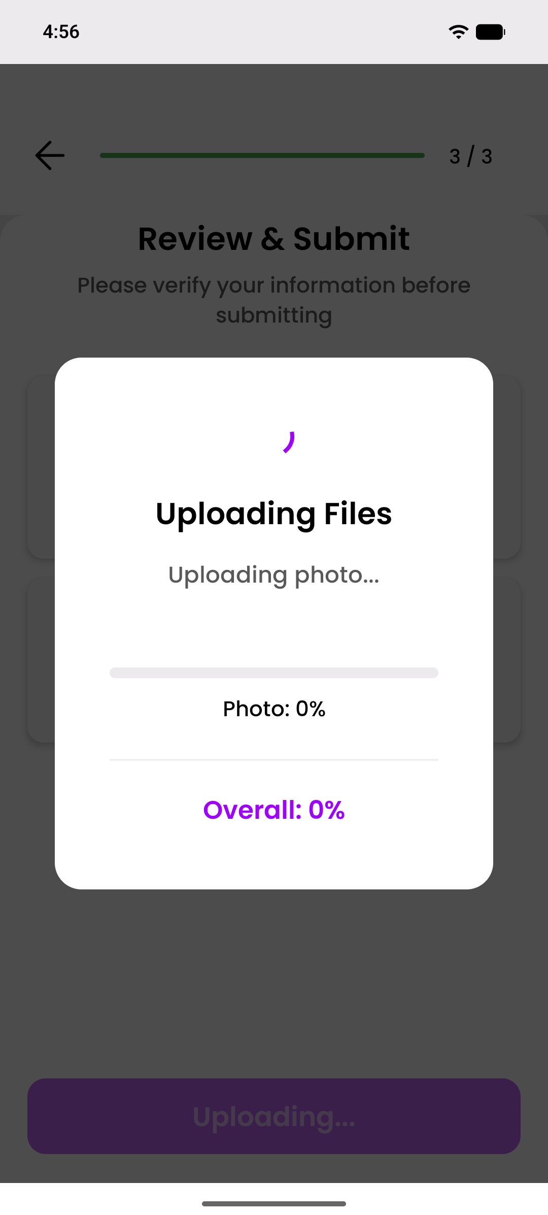 Upload Progress - Files are being uploaded to the server